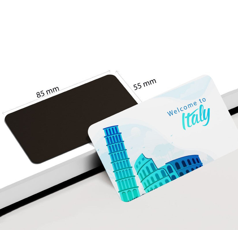 dhcrafts Rectangular Rubber Fridge Magnet / Magnetic Card Blue Italy D1 Design Pack of 1 (8.6cm x 5.4cm)